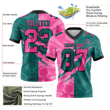 Load image into Gallery viewer, Custom Teal Pink-Black Authentic Gradient Fashion Scratch Football Jersey