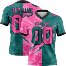 Load image into Gallery viewer, Custom Teal Pink-Black Authentic Gradient Fashion Scratch Football Jersey
