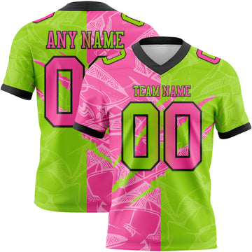 Custom Neon Green Pink-Black Authentic Gradient Fashion Scratch Football Jersey