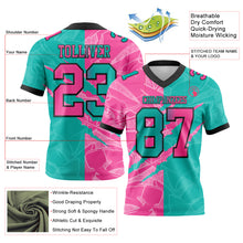 Charger l'image dans la galerie, Custom Aqua Pink-Black Authentic Gradient Fashion Scratch Football Jersey