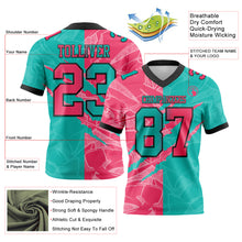Charger l'image dans la galerie, Custom Aqua Neon Pink-Black Authentic Gradient Fashion Scratch Football Jersey