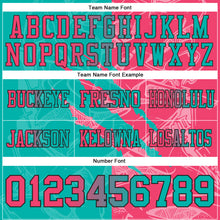 Charger l'image dans la galerie, Custom Aqua Neon Pink-Black Authentic Gradient Fashion Scratch Football Jersey