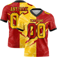 Load image into Gallery viewer, Custom Red Yellow-Black Authentic Gradient Fashion Scratch Football Jersey