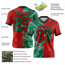 Load image into Gallery viewer, Custom Red Kelly Green-Black Authentic Gradient Fashion Scratch Football Jersey
