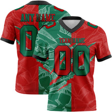 Load image into Gallery viewer, Custom Red Kelly Green-Black Authentic Gradient Fashion Scratch Football Jersey