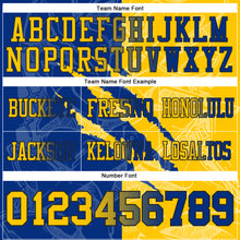 Laden Sie das Bild in den Galerie-Viewer, Custom Royal Yellow-Black Authentic Gradient Fashion Scratch Football Jersey