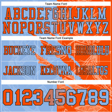 Load image into Gallery viewer, Custom Light Blue Orange-Black Authentic Gradient Fashion Scratch Football Jersey
