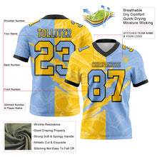 Load image into Gallery viewer, Custom Light Blue Yellow-Black Authentic Gradient Fashion Scratch Football Jersey
