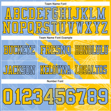 Load image into Gallery viewer, Custom Light Blue Yellow-Black Authentic Gradient Fashion Scratch Football Jersey