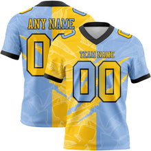 Load image into Gallery viewer, Custom Light Blue Yellow-Black Authentic Gradient Fashion Scratch Football Jersey