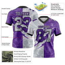 Load image into Gallery viewer, Custom Purple Gray-Black Authentic Gradient Fashion Scratch Football Jersey