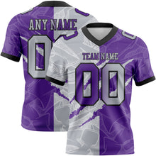 Load image into Gallery viewer, Custom Purple Gray-Black Authentic Gradient Fashion Scratch Football Jersey