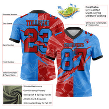 Load image into Gallery viewer, Custom Powder Blue Red-Navy Authentic Gradient Fashion Scratch Football Jersey