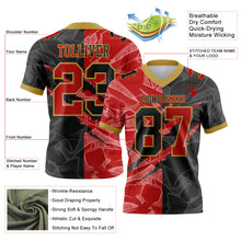 Загрузить изображение в средство просмотра галереи, Custom Black Red-Old Gold Authentic Gradient Fashion Scratch Football Jersey