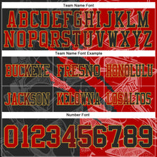 Загрузить изображение в средство просмотра галереи, Custom Black Red-Old Gold Authentic Gradient Fashion Scratch Football Jersey