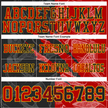 Загрузить изображение в средство просмотра галереи, Custom Black Red-Gold Authentic Gradient Fashion Scratch Football Jersey