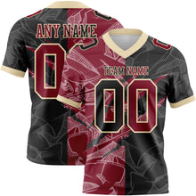 Load image into Gallery viewer, Custom Black Crimson-Cream Authentic Gradient Fashion Scratch Football Jersey
