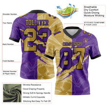Load image into Gallery viewer, Custom Purple Old Gold-Black Authentic Gradient Fashion Scratch Football Jersey