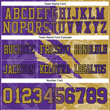 Load image into Gallery viewer, Custom Purple Old Gold-Black Authentic Gradient Fashion Scratch Football Jersey