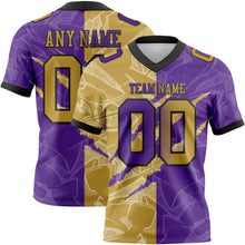 Load image into Gallery viewer, Custom Purple Old Gold-Black Authentic Gradient Fashion Scratch Football Jersey