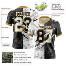 Laden Sie das Bild in den Galerie-Viewer, Custom Black White-Old Gold Authentic Gradient Fashion Scratch Football Jersey