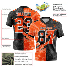 Load image into Gallery viewer, Custom Black Orange-White Authentic Gradient Fashion Scratch Football Jersey