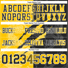 Laden Sie das Bild in den Galerie-Viewer, Custom Black Yellow-White Authentic Gradient Fashion Scratch Football Jersey