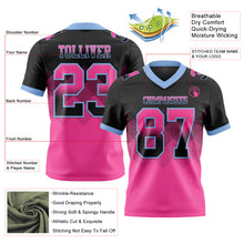 Load image into Gallery viewer, Custom Black Pink-Light Blue Authentic Gradient Square Shape Flag Football Jersey