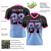 Load image into Gallery viewer, Custom Black Light Blue-Pink Authentic Gradient Square Shape Flag Football Jersey
