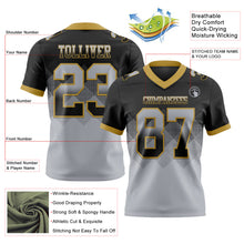 Load image into Gallery viewer, Custom Black Gray-Old Gold Authentic Gradient Square Shape Flag Football Jersey