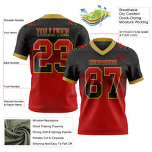 Laden Sie das Bild in den Galerie-Viewer, Custom Black Red-Old Gold Authentic Gradient Square Shape Flag Football Jersey