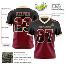 Laden Sie das Bild in den Galerie-Viewer, Custom Black Crimson-Cream Authentic Gradient Square Shape Flag Football Jersey