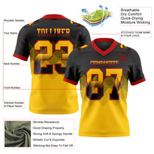 Laden Sie das Bild in den Galerie-Viewer, Custom Black Yellow-Red Authentic Gradient Square Shape Flag Football Jersey