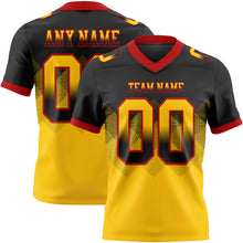 Laden Sie das Bild in den Galerie-Viewer, Custom Black Yellow-Red Authentic Gradient Square Shape Flag Football Jersey