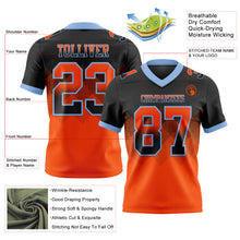 Laden Sie das Bild in den Galerie-Viewer, Custom Black Orange-Light Blue Authentic Gradient Square Shape Flag Football Jersey