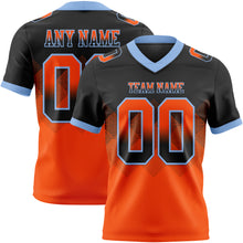 Laden Sie das Bild in den Galerie-Viewer, Custom Black Orange-Light Blue Authentic Gradient Square Shape Flag Football Jersey