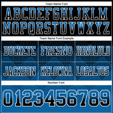Laden Sie das Bild in den Galerie-Viewer, Custom Black Blue-White Authentic Gradient Square Shape Flag Football Jersey