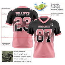 Laden Sie das Bild in den Galerie-Viewer, Custom Black Medium Pink-White Authentic Gradient Square Shape Flag Football Jersey