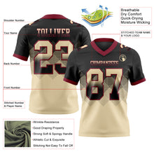 Laden Sie das Bild in den Galerie-Viewer, Custom Black Cream-Crimson Authentic Gradient Square Shape Flag Football Jersey