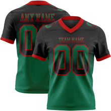 Load image into Gallery viewer, Custom Black Kelly Green-Red Authentic Gradient Square Shape Flag Football Jersey
