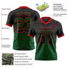 Load image into Gallery viewer, Custom Black Green-Red Authentic Gradient Square Shape Flag Football Jersey