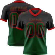 Load image into Gallery viewer, Custom Black Green-Red Authentic Gradient Square Shape Flag Football Jersey