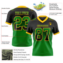 Load image into Gallery viewer, Custom Black Grass Green-Yellow Authentic Gradient Square Shape Flag Football Jersey