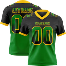 Load image into Gallery viewer, Custom Black Grass Green-Yellow Authentic Gradient Square Shape Flag Football Jersey