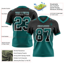 Laden Sie das Bild in den Galerie-Viewer, Custom Black Teal-White Authentic Gradient Square Shape Flag Football Jersey