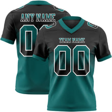Laden Sie das Bild in den Galerie-Viewer, Custom Black Teal-White Authentic Gradient Square Shape Flag Football Jersey