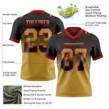 Laden Sie das Bild in den Galerie-Viewer, Custom Black Old Gold-Red Authentic Gradient Square Shape Flag Football Jersey