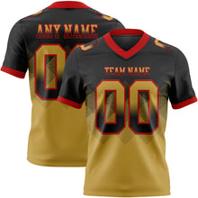 Laden Sie das Bild in den Galerie-Viewer, Custom Black Old Gold-Red Authentic Gradient Square Shape Flag Football Jersey
