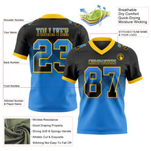 Load image into Gallery viewer, Custom Black Powder Blue-Yellow Authentic Gradient Square Shape Flag Football Jersey