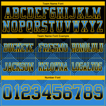 Load image into Gallery viewer, Custom Black Powder Blue-Yellow Authentic Gradient Square Shape Flag Football Jersey